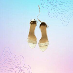 OLD NAVY White Eyelet Ankle Strap Block Heel Sandals